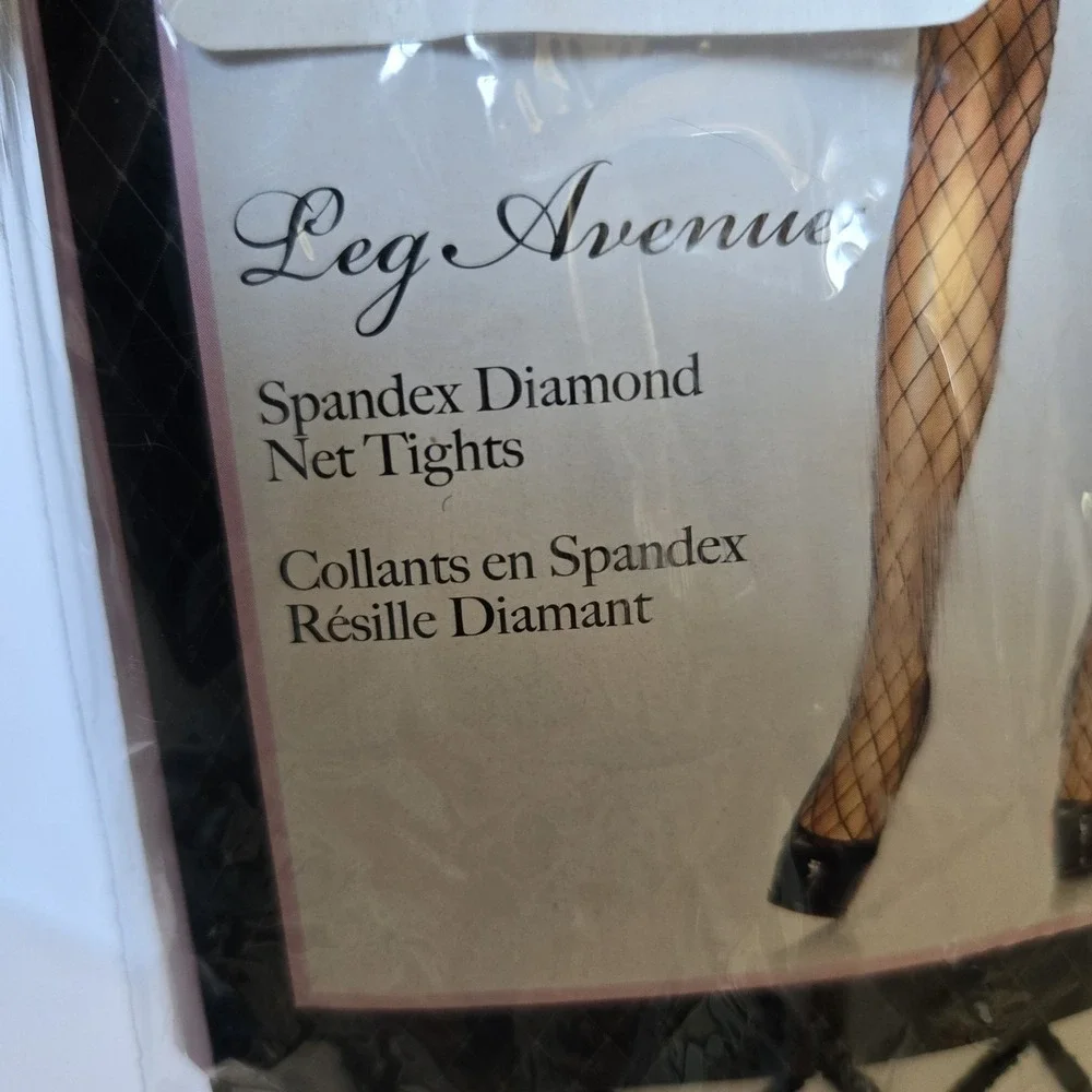 Black Fishnet Stockings‎ One Size Leg Avenue Spandex Diamond Net Tights NEW Pkg